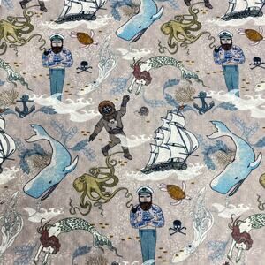 Nautical Print Faux Knit DBT Double Brushed Poly Sewing Fabric 1 Yard x 60"